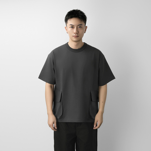 男日系户外女美式 百机宽松短袖 饰夏季 大口袋装 245G重磅t恤落肩袖