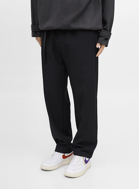 百机加绒长裤男纯色基础宽松秋冬季加厚休闲裤女锥型百搭抗皱裤子