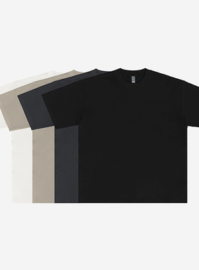 百机245G纯色t恤男宽松短袖小圆领打底基础款8色廓形落肩奥代尔