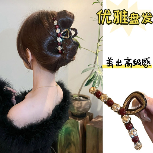 轻奢闪钻安可拉红抓夹