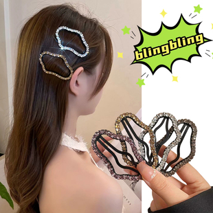 新款 云朵水钻镂空bb夹前额刘海碎发一字侧边夹掰掰发夹头饰发卡女