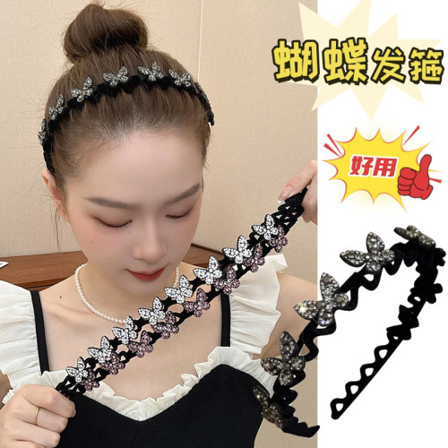 水钻蝴蝶波浪发箍气质百搭