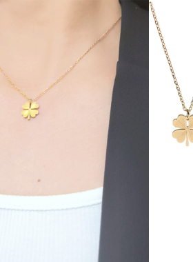 钛钢锁骨链女轻奢小众四叶草项链