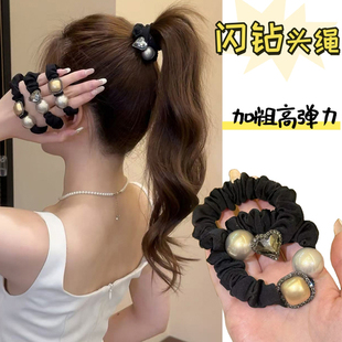 新款 头绳 加粗高弹力水钻爱心发圈轻奢气质发绳女扎头发橡皮筋时尚