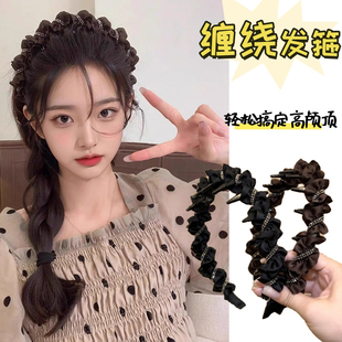 新款 百搭显脸小缠绕头箍精致带齿防滑发卡 赫本风高颅顶发箍女时尚