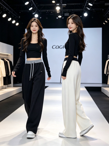 窄版弯刀卫裤女2026新款今年流行爆款休闲裤加绒运动裤垂感阔腿裤