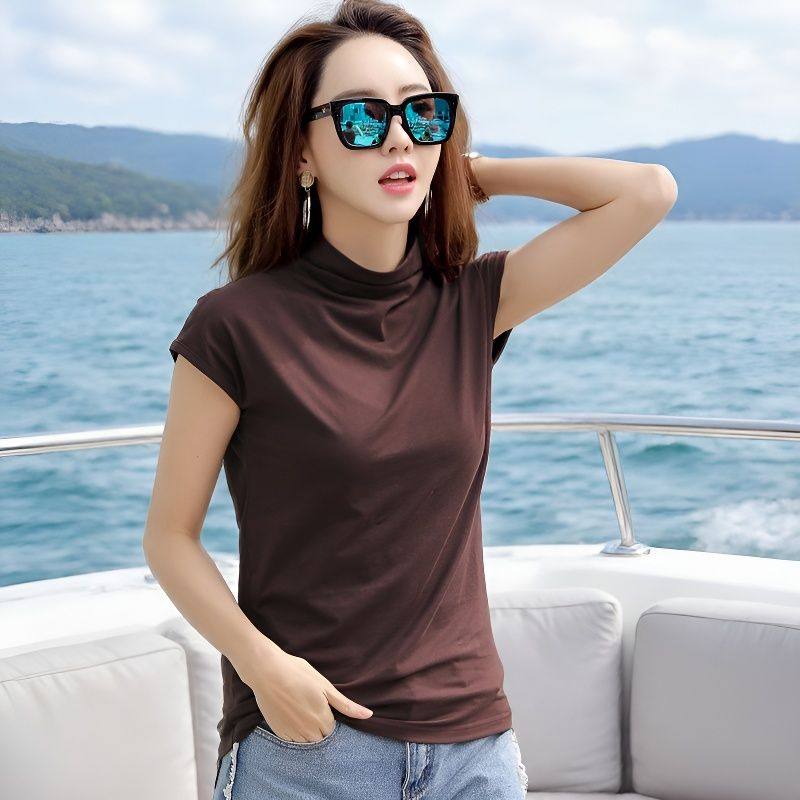 半高领短袖T恤女宽松百搭打底衫内搭老钱风上衣2026今年流行爆款,女装/女士精品,大码内搭,淘宝优惠券,粉丝福利购,淘宝优惠卷