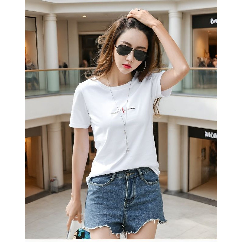 纯棉内搭短袖T恤女白色宽松刺绣上衣夏季大码体恤衫2026早春新款,女装/女士精品,大码内搭,淘宝优惠券,粉丝福利购,淘宝优惠卷