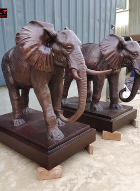 定制铜大象一对全铜吸水象如意大象店铺开业礼品工艺大型铜雕定做