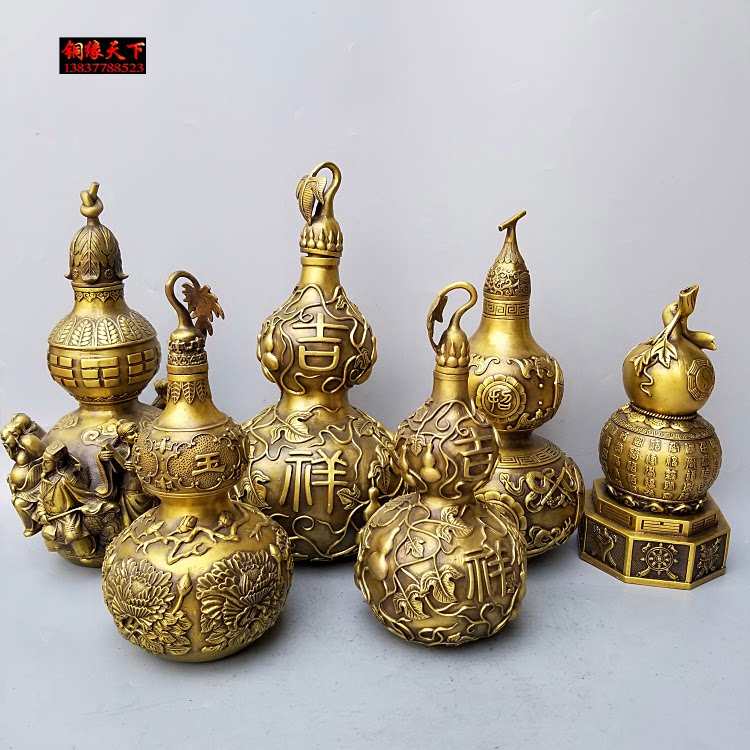 纯铜八宝葫芦八葫芦吉祥如意玉堂富贵铜葫芦工艺铜器摆件