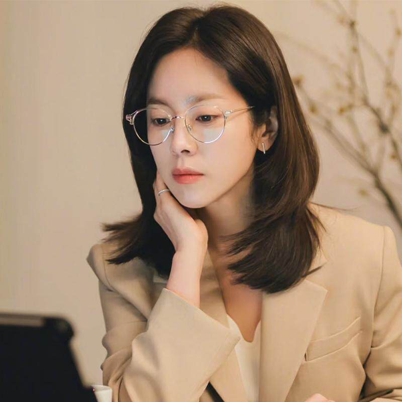 完美秘书眼镜女半框透明白文艺超轻近视配镜可配度数防蓝光显瘦潮