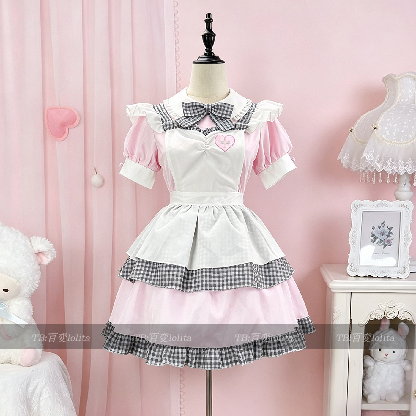 大码情人节女仆Lolita连衣裙