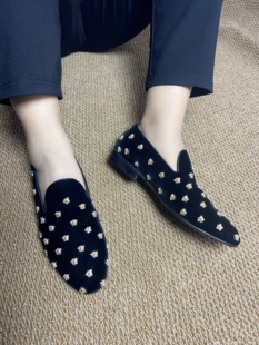 一脚蹬铆钉男鞋 男士 韩版 鞋 尖头丝绒夜店发型师个性 外贸新款