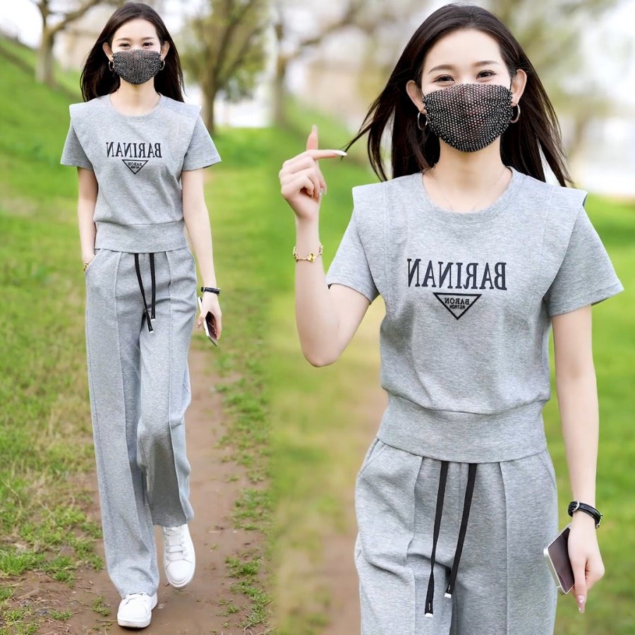 商场折扣清仓捡漏休闲运动服女时尚短袖套装2025夏季新款两件套潮