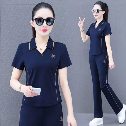 休闲运动套装女夏2025新款爆款薄款时尚洋气减龄显瘦跑步服两件套