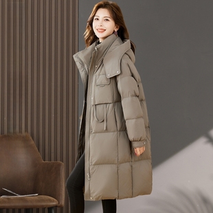 羽绒棉服女冬季中长款2025新款韩版时尚高端加厚过膝连帽外套棉袄