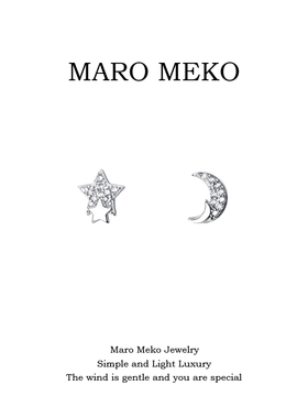 MaroMeko闪钻星月不对称耳钉