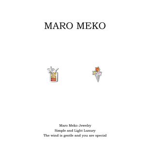 s999足银冰红茶雪糕ab款纯银耳钉女小众设计感2025夏季新款耳饰