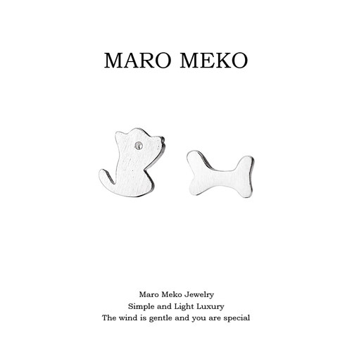 MaroMeko小众独特小狗耳钉