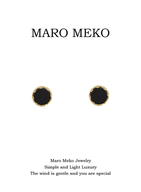Maro Meko简约风黑色圆形耳钉小巧精致日常通勤耳饰气质耳夹夏季