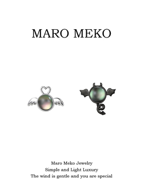 MaroMeko可爱天使恶魔ab款耳钉