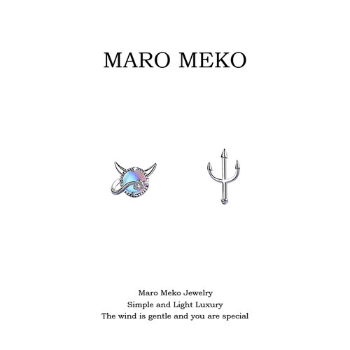 MaroMeko月光石小恶魔AB款耳钉