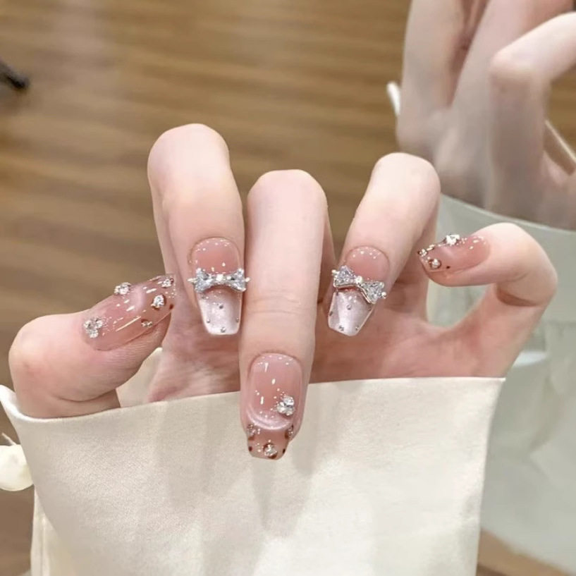 豹纹小姐纯手工光疗穿戴甲显白