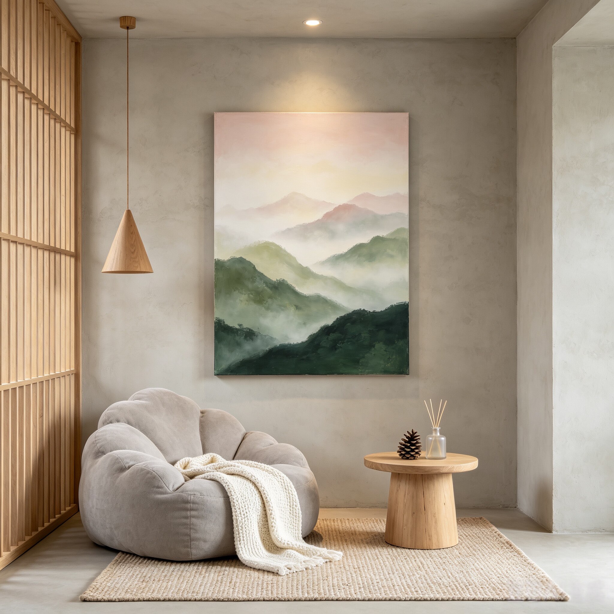 原创大芬村手绘油画简约现代客厅装饰画山水风景玄关无框单幅