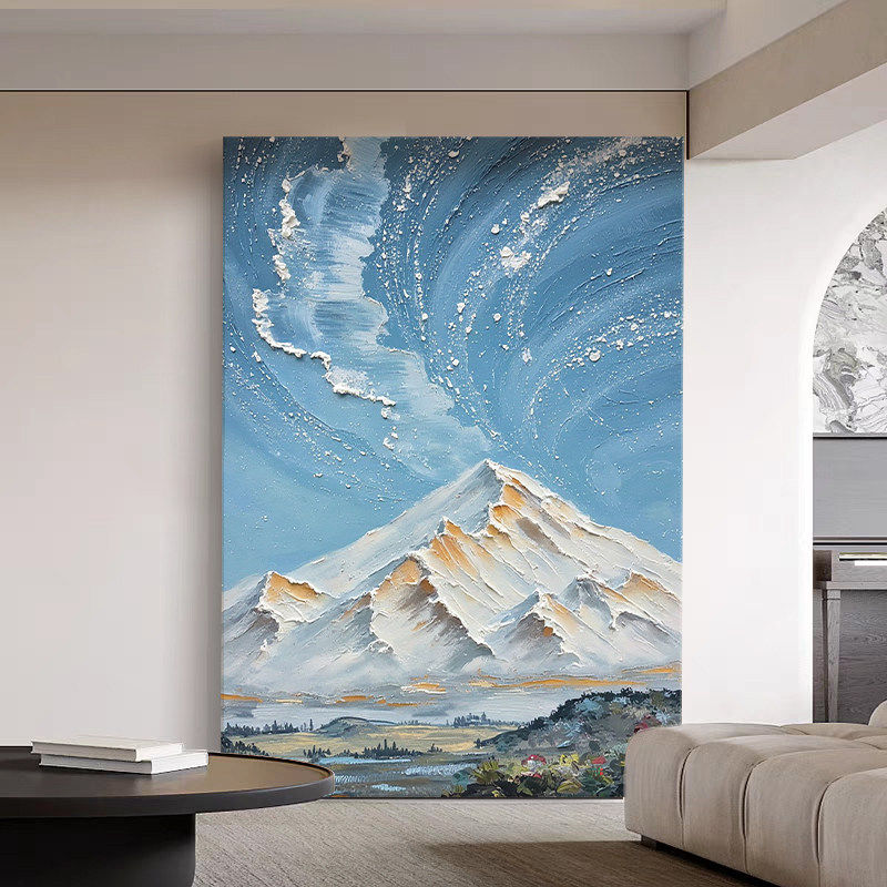 意式极简蓝色雪山海景手