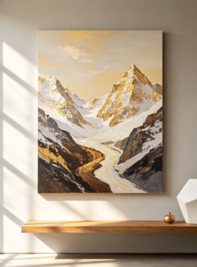 原创大芬村手绘油画金山肌理画中古风玄关装饰画艺术肌理感客厅画