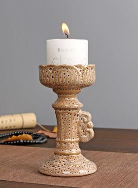 古罗马陶瓷烛台蜡烛托北欧家居家用摆件气氛装饰白色高脚蜡台批发