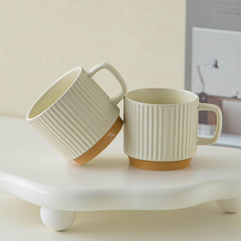 竖纹浮雕马克杯陶瓷咖啡杯家用茶杯牛奶杯办公室水杯早餐杯 微瑕,餐饮具,马克杯,淘宝优惠券,粉丝福利购,淘宝优惠卷