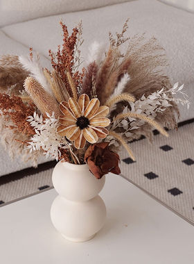 真花干花摆件家居样板间永生花真花花束ins拍照芦苇永生花艺压花
