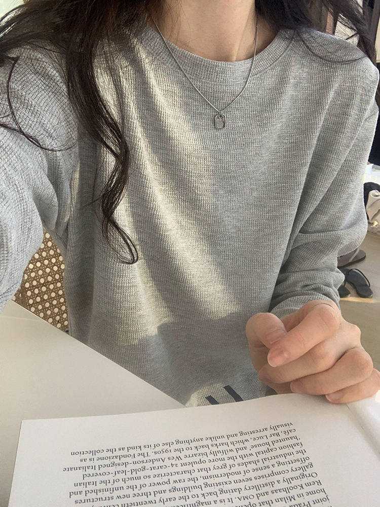 灰色夏季长袖t恤女长袖