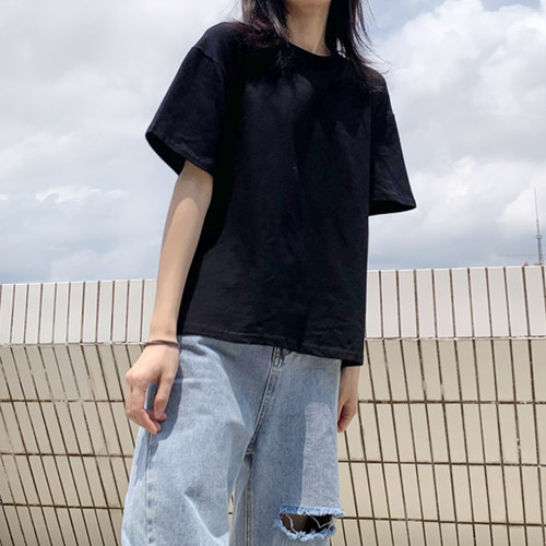 纯色纯棉短袖女宽松春夏新款2022