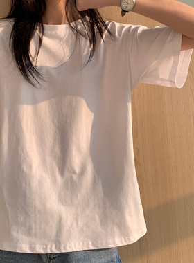 短袖t恤女纯白内搭棉质打底衫新款2022夏季外穿上衣学生白色体恤