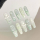 M218半手工清新蕾丝可爱学生夏季 美甲显白薄荷气质高级蝴蝶穿戴甲
