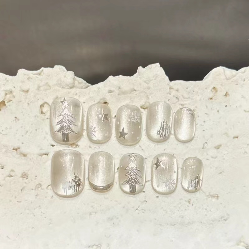 白月圣诞树雪花穿戴甲