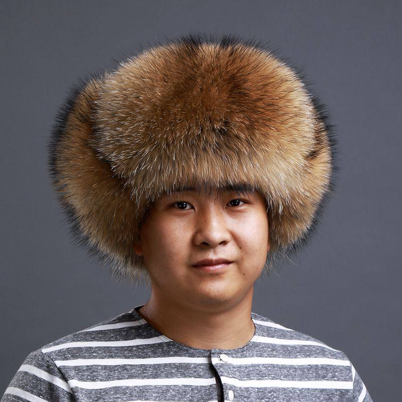 经典狐狸毛雷锋帽男士貉子毛东北冬户外保暖棉帽子防风皮草真皮