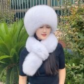 双面整皮狐狸毛皮草围巾帽子套装 女加厚保暖毛毛冬季 围脖气质百搭
