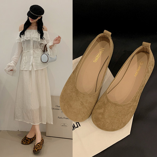 浅口单鞋女春秋平底一脚蹬孕妇软底奶奶鞋大码41 42 43特大号女鞋