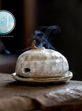 手艺窑变手作香炉 陶瓷仿古室内熏香功夫茶道供佛香薰炉檀香盘