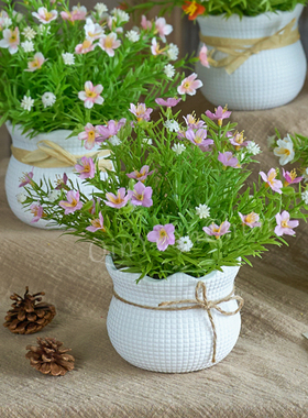 沁园春仿真花假花小盆花客厅装饰花摆件室内满天星塑料绢花小盆栽