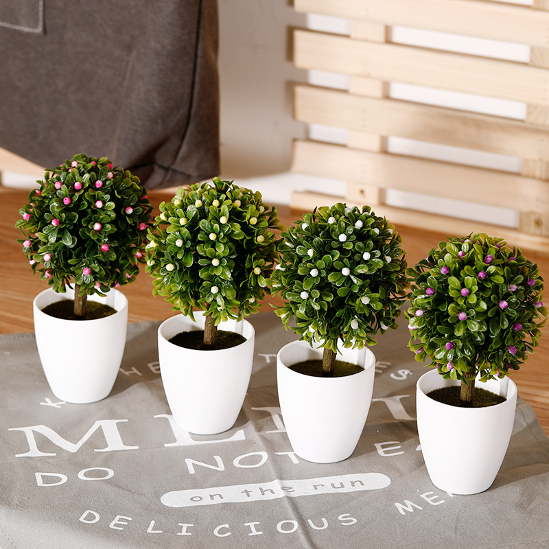 沁园春仿真植物盆栽盆景摆件假花草球客厅室内绿植装饰办公桌摆设