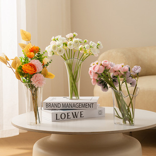 简约风创意不规则亚克力透明花瓶客厅桌面插花水养仿真花装饰摆件