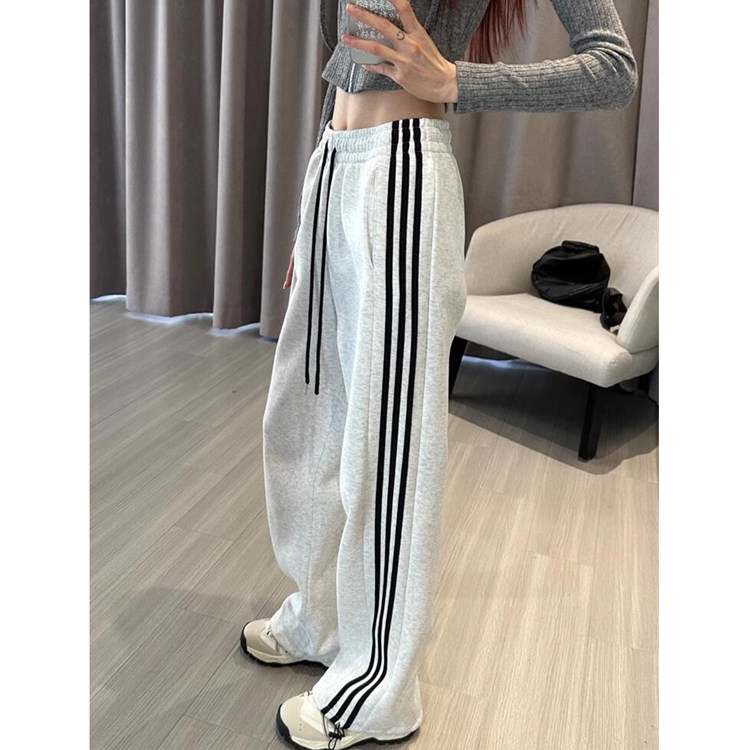 梨型身材直筒休闲裤女大码秋季2024新款胖妹妹mm宽松显瘦运动卫裤