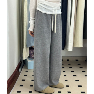 胖妹妹mm宽松显瘦运动阔腿裤 秋冬2025新款 子 女大码 灰色直筒休闲裤