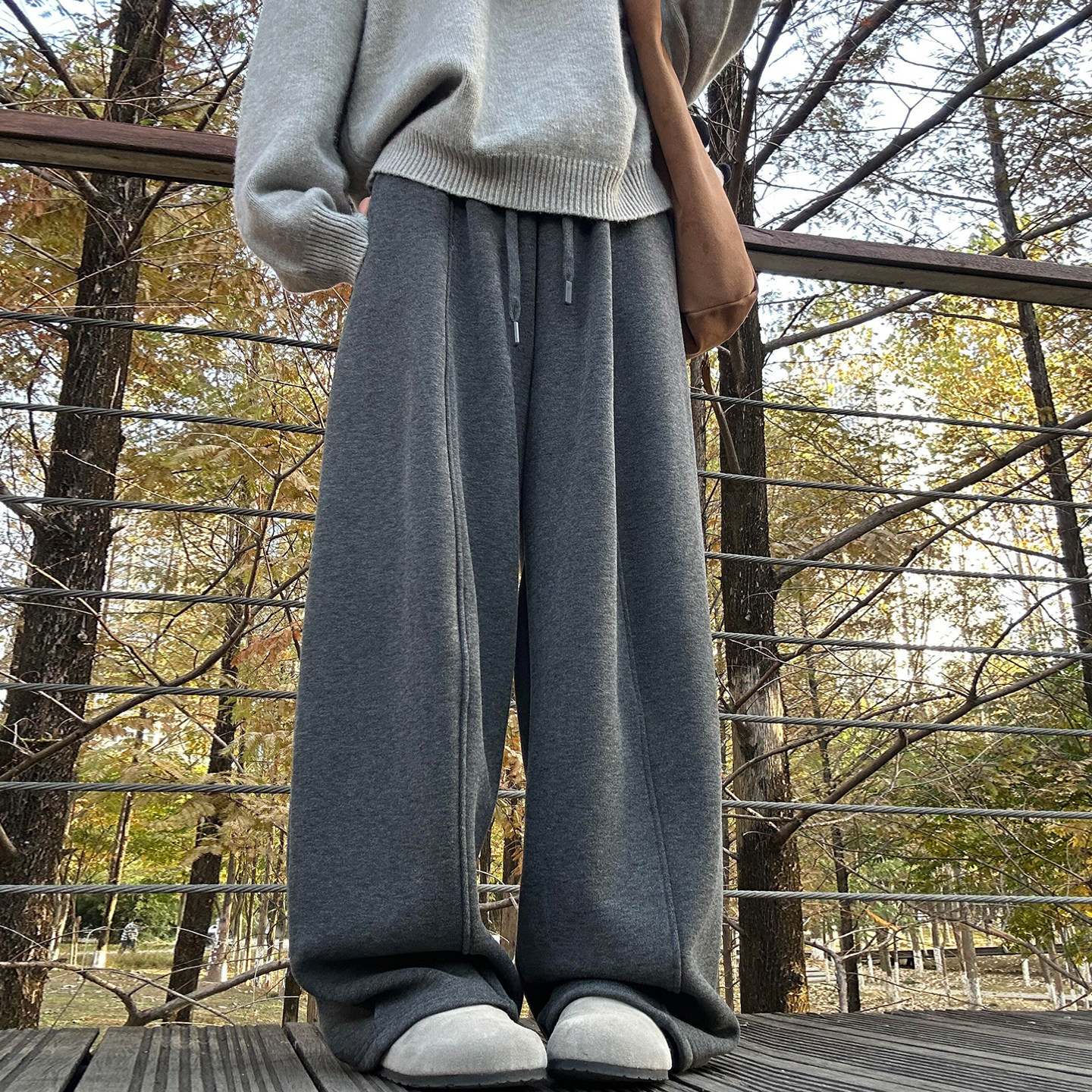 加绒加厚毛呢休闲阔腿裤女大码秋冬胖妹妹宽松显瘦慵懒感直筒长裤,女装/女士精品,大码裤装,淘宝优惠券,粉丝福利购,淘宝优惠卷