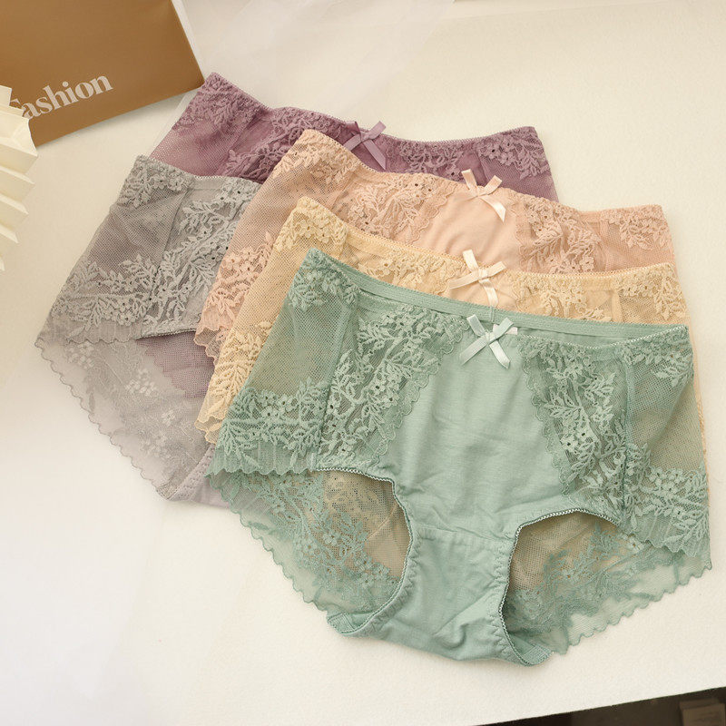 柔软蕾丝内裤女春夏薄款100%纯棉裆性感蕾丝无痕包臀大码中腰短裤,女士内衣/男士内衣/家居服,女三角裤,淘宝优惠券,粉丝福利购,淘宝优惠卷