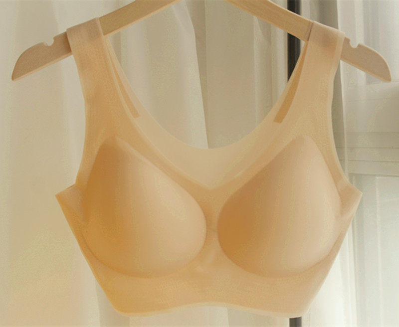 凉感乳胶内衣无钢圈一片式无痕背心美背文胸大胸显小胸清凉全罩杯